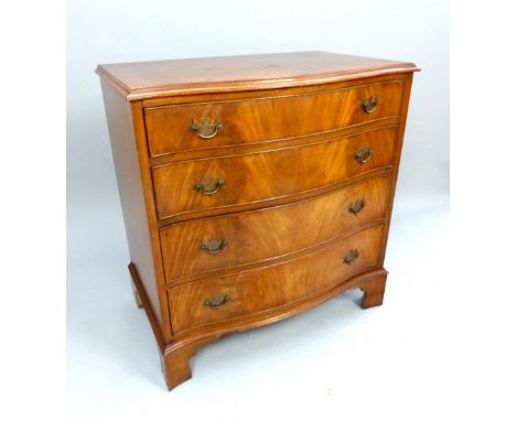 Georgian style chest of drawers, flame mahogany bowfront, four graduated drawers, bracket feet, 79 cm w