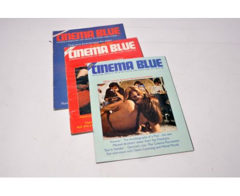 Adult vintage glamour book / magazine group comprising 3 issues of  Cinema Blue. Issue numbers 3, 10 and 11.