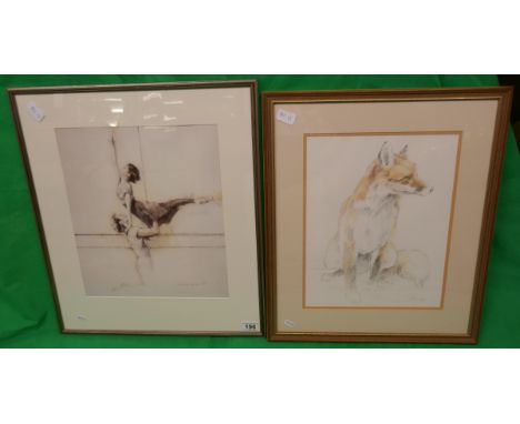 Sketch of fox together with print of ballet dancers
