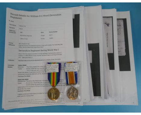 2 WWI medals - William R G Wood - Labour Corps