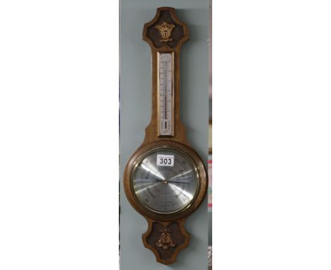 Banjo barometer in oak frame