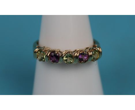 Gold amethyst &amp; peridot ring