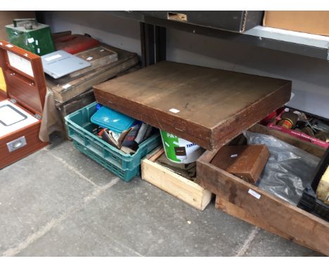 A QUANTITY OF MIXED TOOLS, WOOD TOOL CASES ETC