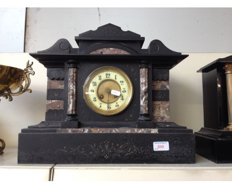 BLACK SLATE MANTEL CLOCK      H5