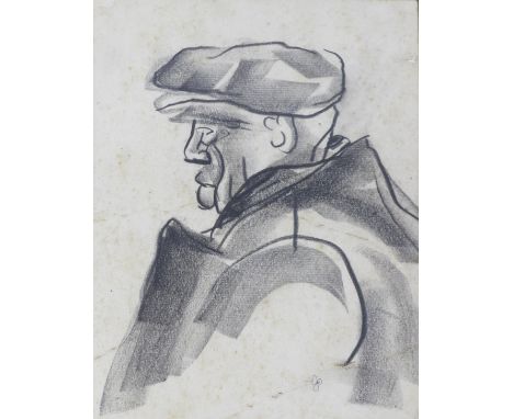 Jean Shepeard (British 1904-1989): a charcoal portrait of actor Victor McLagen (American/British 1886-1959), signed with a mo