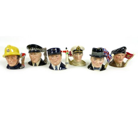 A group of six Royal Doulton small face jugs, all limited editions, comprising, 'The Fireman', D.6839, 665/5000, 'The Policem