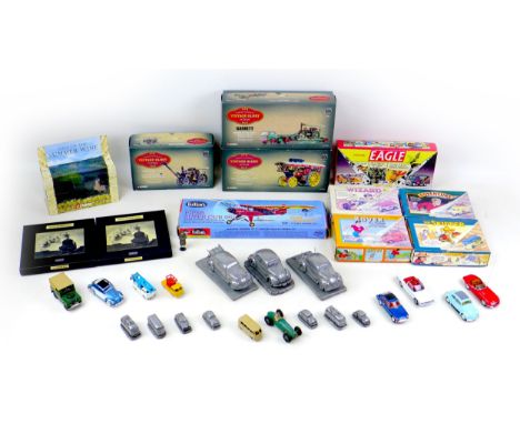 A collection of assorted die-cast model toys including some Corgis, limited edition 'Celebrating the Golden Age of Vintage Gl