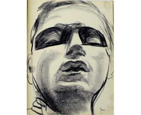 Jean Shepeard (British, 1904-1989):  A sketchbook containing a possible charcoal portrait of the artist Francis Bacon (1909-1