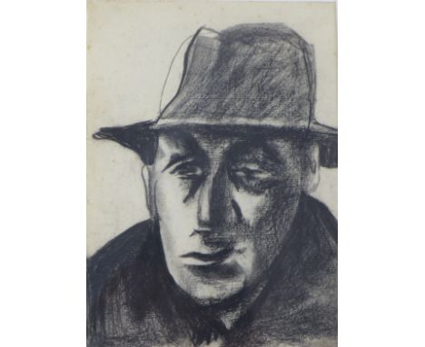 Jean Shepeard (British, 1904-1989): a charcoal portrait of the actor Sir Alec Guinness (1914-2000), signed with a monogram, u