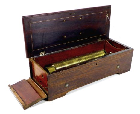 A 19th century Swiss music box, by B B &amp; Co (Agents: Behrens, Blumberg &amp; Cie), circa 1860, in a rosewood case with bo