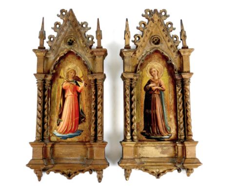Florentine School (late 19th century): a pair of studies of angels playing musical instruments, after Renaissance originals b
