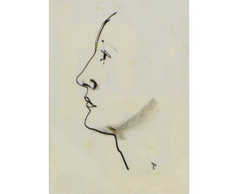 Jean Shepeard (British, 1904-1989): charcoal portrait of Dame Sybil Thorndike (1882-1976), signed with a monogram, 23.5 by 16