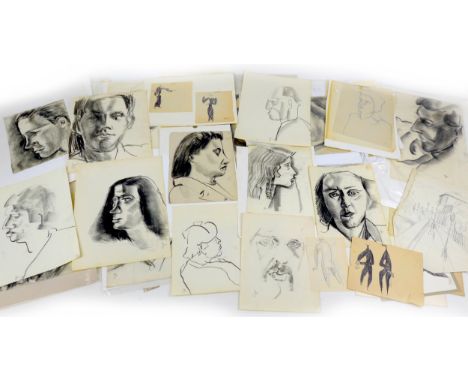 Jean Shepeard (British, 1904-1989): a collection of over forty portrait charcoal, pencil and ink sketches, most signed, mostl