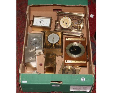 A box of mantel clocks to include Metamec, Timemaster, London Clock Co. etc.