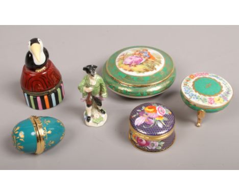 Limoges, Staffordshire enamels and Villeroy &amp; Boch trinket boxes etc.