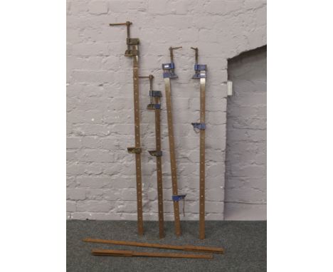 Four sash clamps to include Record, Woden examples etc.