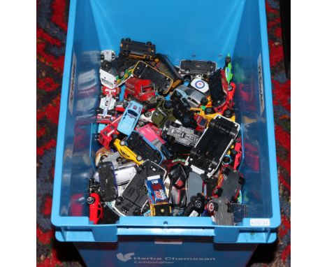 A box of Diecast vehicles to include Matchbox, Corgi, Hot Wheels examples etc.