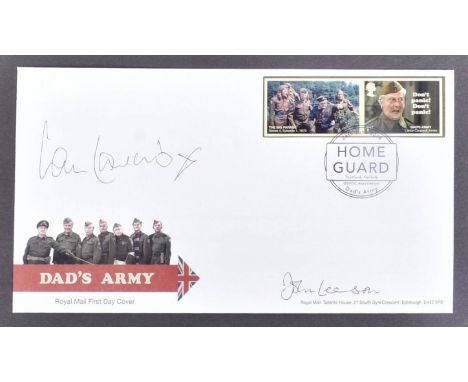 Dad's Army - BBC Sitcom - dual autographed 2018 FDC First Day Cover. Signed by Ian Lavender (Private Pike) and John Leeson (S