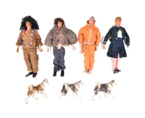 Action Man - Palitoy - a collection of x4 original vintage Action Man figures with outfits, comprising: a painted head versio