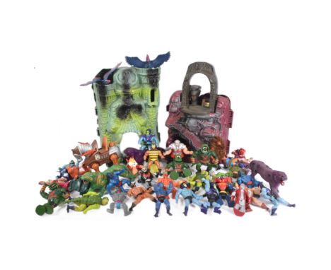MOTU - a collection of vintage 1980s Mattel made He-Man Masters of the Universe playset action figures to include; Castle Gre