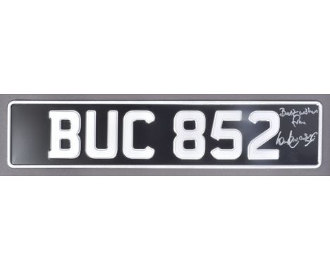 Dad's Army (BBC Sitcom) - Ian Lavender (Private Pike) - autographed replica number plate from Jones' Butchers Van BUC 852. Si