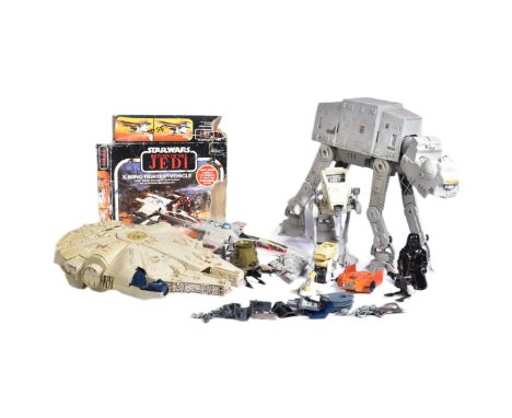 Star Wars - a collection of assorted vintage Kenner / Palitoy made action figure playsets - Millennium Falcon, AT AT, X Wing 