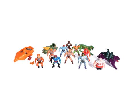 MOTU - a collection of vintage Mattel made He-Man Masters of the Universe playset action figures comprising; Panther, Battlec