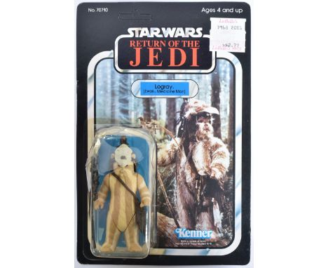 Star Wars - An original vintage 1983 Kenner made Star Wars carded MOC action figure ' Logray - Ewok Medicine Man '. Factory s