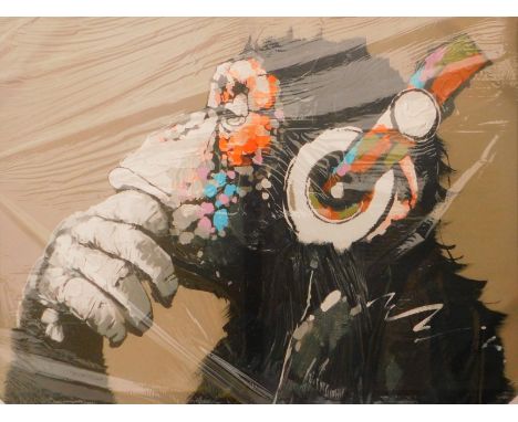 An East Urban Home print of a monkey wearing headphones, RRP £34.99.
