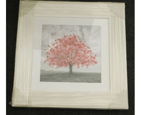 A Mercury Row Lone pink tree print with white border frame, RRP £62.99.