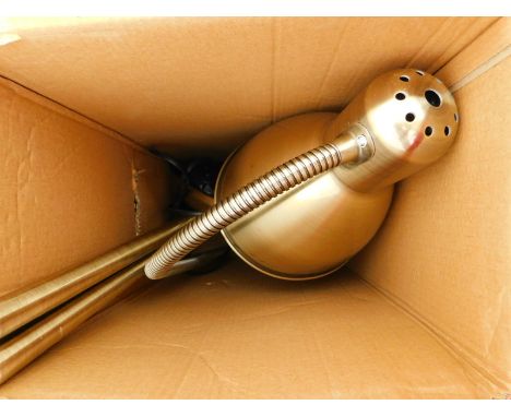 A Fairmont Park Demers brushed brass effect arched floor lamp, 156cm high, RRP £49.99.