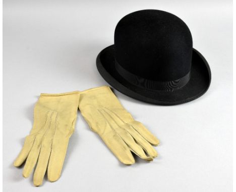 Vintage bowler hat by W. English and a pair of kid gloves