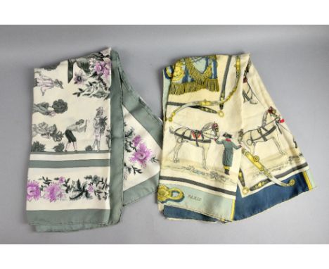 Hermes silk scarf Harnais a L'Anglaise created by Hugo Grygkar, the original design dates to 1955 predominately in blue and y