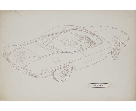 *Trevor R Frost (b.1937) A concept design for a car Brown ink, signed 'T.R.Frost' and titled 'Austin Healey', on Oram and Rob