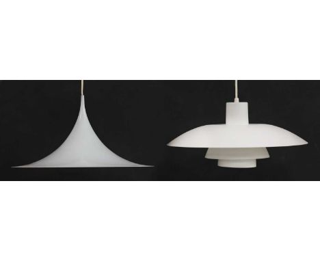 Two hanging light pendants, after Henningsen and Poulsen, 46 and 40cm diameter (2)