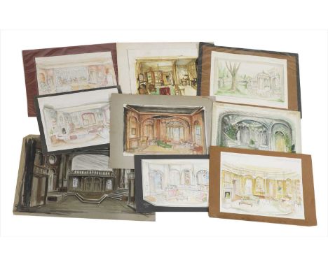 John Page An archive of twenty-seven set designs from various stage productions, Watercolour and pencil, to include: 'A Frien