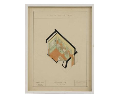 'A Medium Rental Flat' An axonometric architectural design, 1938/9, pencil and watercolour 73 x 52cm, framed, and 'Festival o