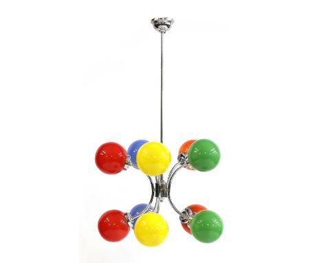 An Italian coloured ten-light hanging electrolier, 45cm diameter 81cm high