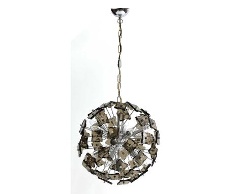 A hanging glass 'Sputnik' ball light, by FontanaArte, 40cm diameter