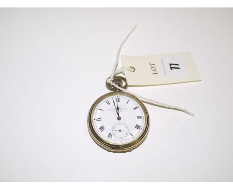A gilt cased pocket watch, by Thomas Russell & Sons, Liverpool, white enamel rim and dial with subsidiary seconds aperture.