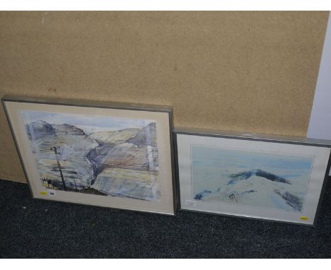 A watercolour - "Greenside, Mine Lines", by Derek Dalton, signed, inscribed and dated '88; together with a limited edition pr