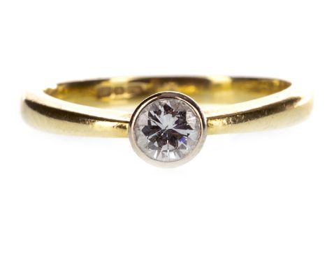 DIAMOND SOLITAIRE RING, the round brilliant cut diamond of approximately 0.23 carats, in eighteen carat gold, size K, 3g