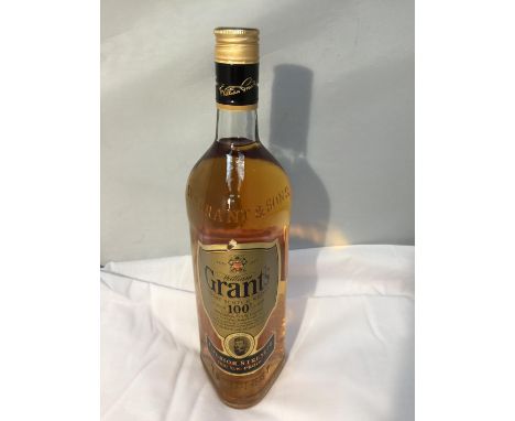 A 1 LITRE BOTTLE OF GRANTS FINEST SCOTCH WHISKY SUPERIOR STRENGTH 100% US PROOF 