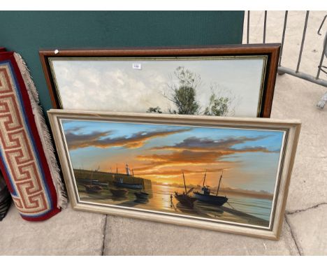 TWO LARGE FRAMED PRINTS TO INCLUDE A HUNTING SCENE 