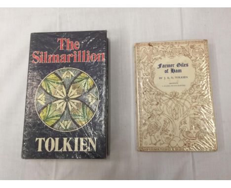 TWO BOOKS BY J.R.R. TOLKIEN, ONE BEING A FIRST EDITION 'THE SILMARILLION' HARDBACK WITH DUST COVER PUBLISHED 1977 AND A FIRST