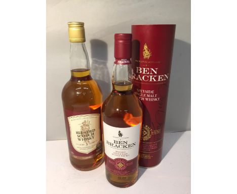 TWO BOTTLES OF WHISKY, THE FIRST IS A 1L BOTTLE OF BLENDED SCOTCH WHISKY 40% VOL, THE SECOND A 70CL BOTTLE OF BEN BRACKEN SPE