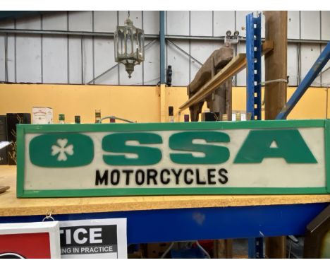 AN OSSA MOTORCYLES ILLUMINATED LIGHT BOX SIGN 77CM X 18CM X 10CM 