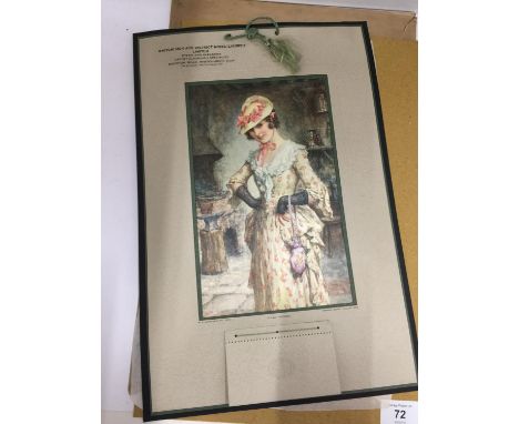 AN 1938 CALENDAR WITH A PRINT OF DOLLY VARDEN FOR WHITCHURCH AND DISTRICT MODEL LAUNDRY LIMITED 