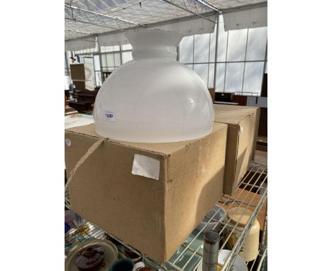 TWO RETRO GLASS OPAQUE LIGHT SHADES 