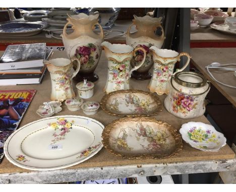 A COLLECTION OF BLUSH IVORY WARE INCLUDES VASES, JUGS, BISCUIT BARRELS, TRINKET BOXES, ETC 